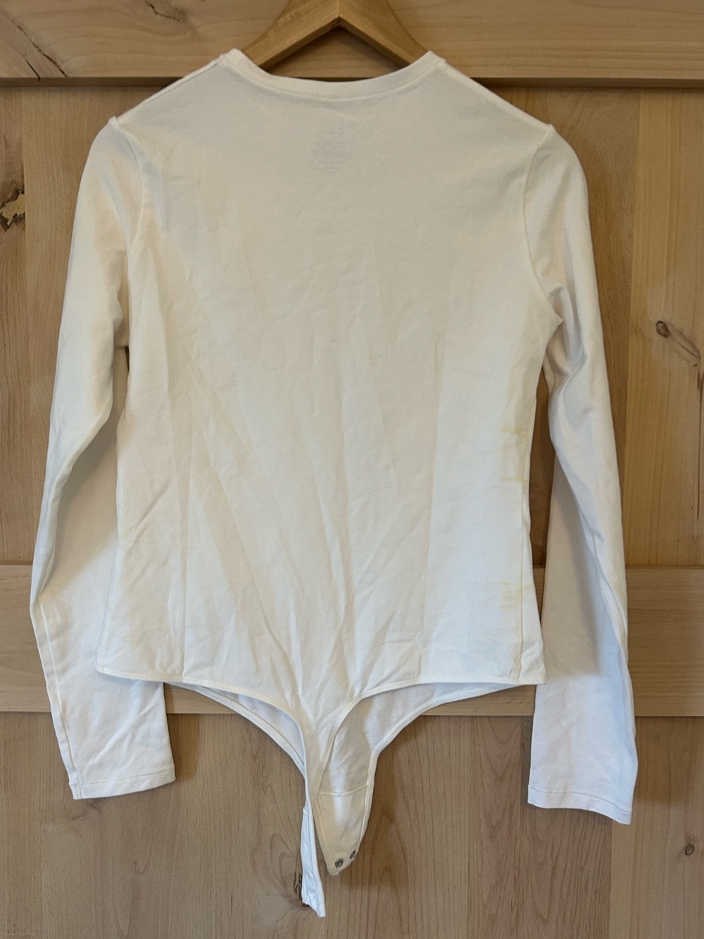 Quince Women’s NWT Long Sleeve Organic Cotton White Bodysuit, size Large - Picture 3 of 4